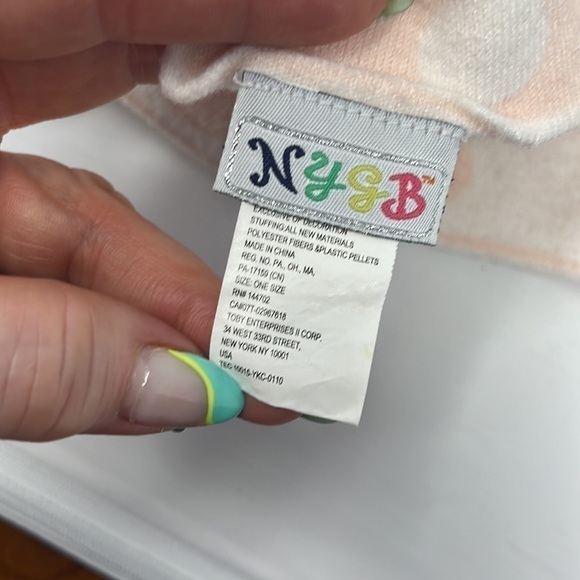 NYGB Pink Bunny Lovey Security Blanket Rattle Knit - Picture 6 of 9